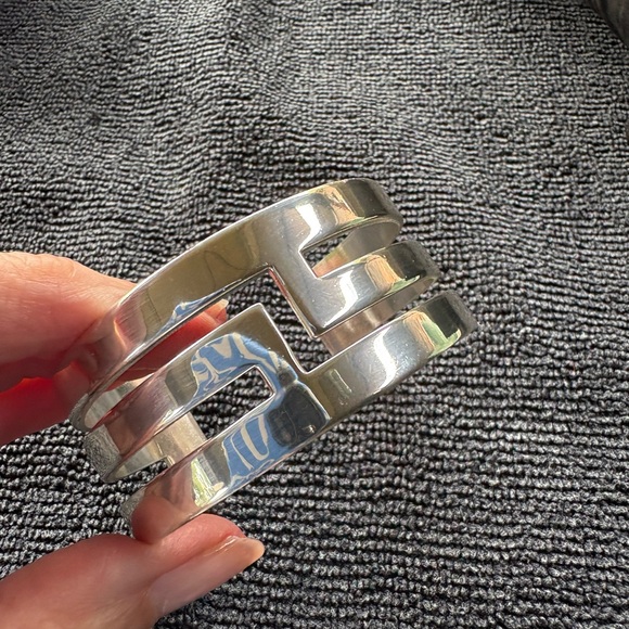 Group of Four Silver and Gold Rustic Cuff Bracelets - Picture 7 of 13